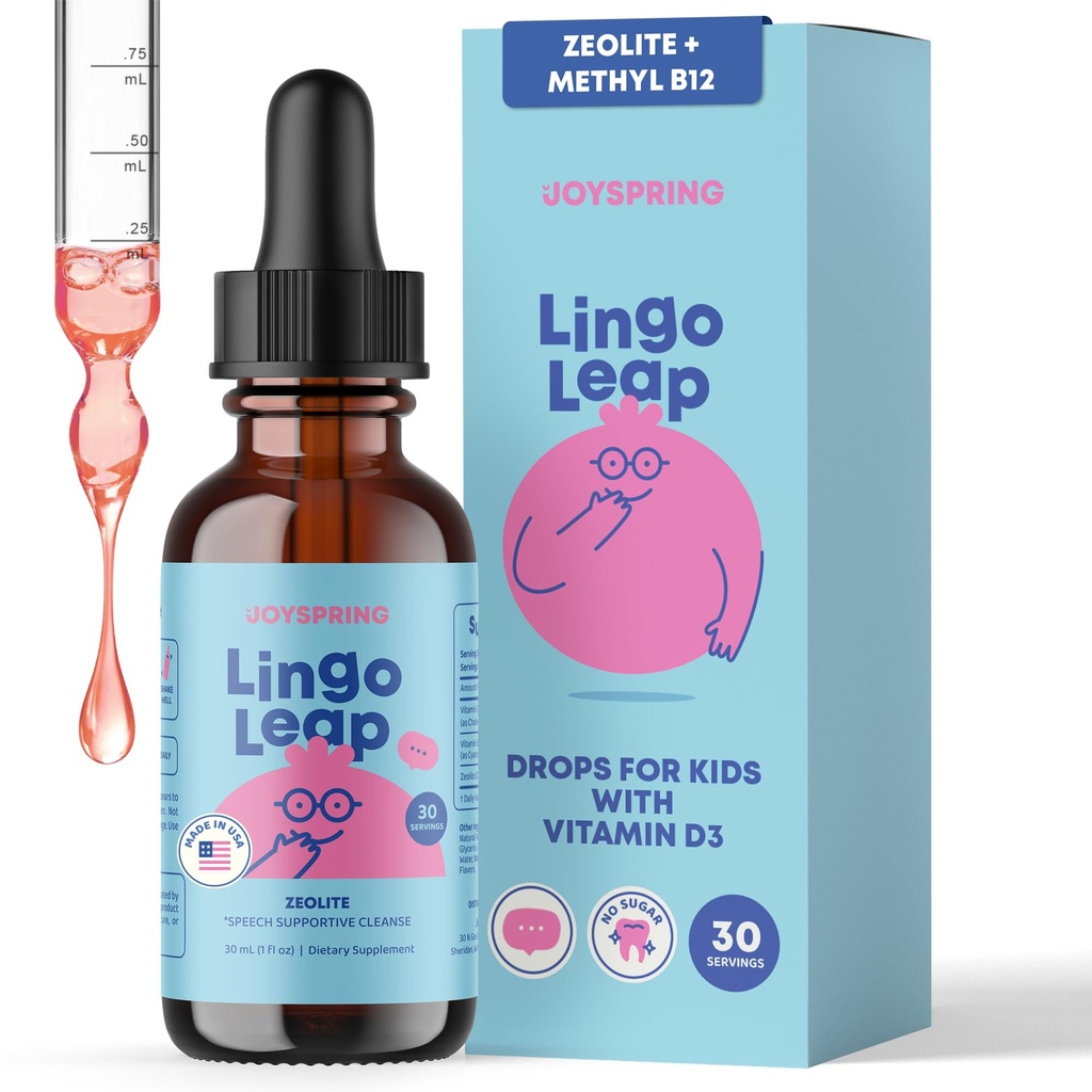 JoySpring LingoLeap – Liquid Kids Formula with Zeolite Clinoptilolite, Methylated B12 &amp; Vitamin D3 ← Gentle Daily Support for Kids’ Wellness ← Edades 3+ Silencioso (1fl oz) 30
