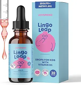 JoySpring LingoLeap – Liquid Kids Formula with Zeolite Clinoptilolite, Methylated B12 &amp; Vitamin D3 ← Gentle Daily Support for Kids’ Wellness ← Edades 3+ Silencioso (1fl oz) 30