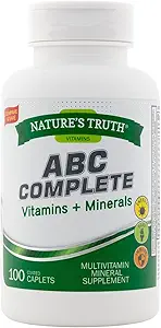 La verdad de la naturaleza ABC completa vitaminas + minerales Suplemento mineral multivitamínico - 100 cápsulas caladas, paquete de 2