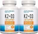 2 en 1 High Potency Fórmula 90mcg Vitamina K2 (MK7) y 5000 UI Vitamina D3 Suplemento para Bone y Heart Health ← Non-GMO Formula Vitamina D3 &amp; K2 Complex, Total 240 cápsulas I 8 Month Supply