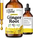 Wild &amp; Organic Ginger Root Extract Drops - Immune &amp; Digestive Support - Liquid Ginger Supplements - Vegan, Sugar &amp; Alcohol-Free Tintura - 4 fl oz