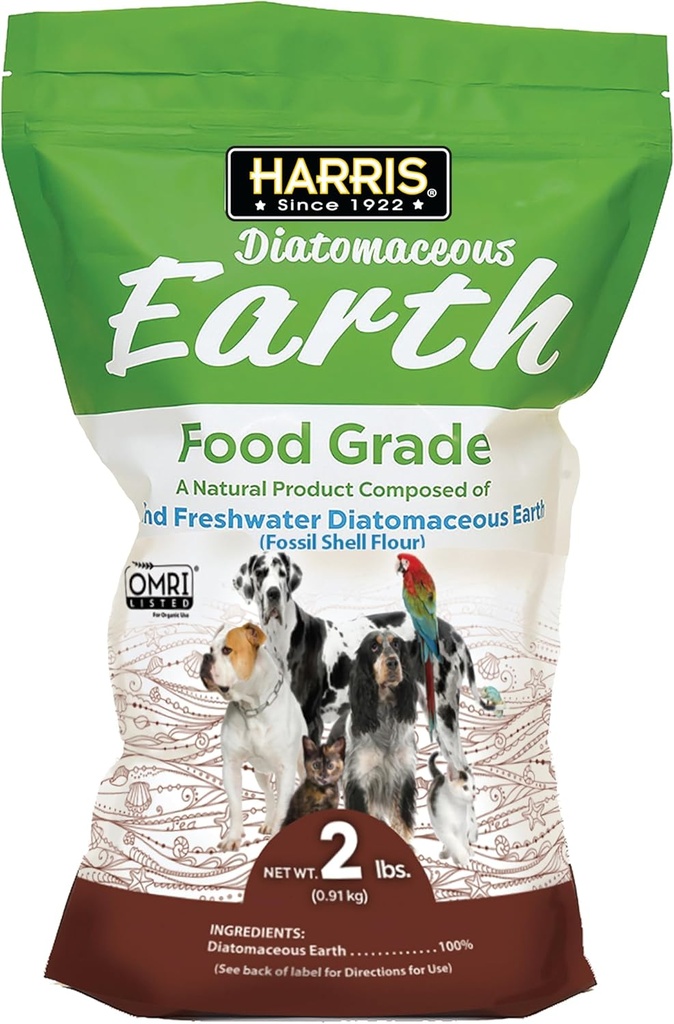 Harris Grado de alimentos Tierra diatomácea para mascotas, para gatos, perros, caballos y mascotas, certificado para uso orgánico, 2 bolsa de LB