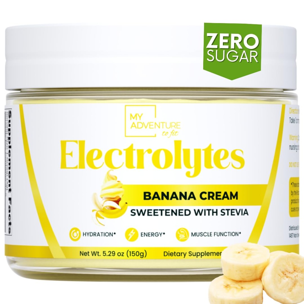 Cero Azúcar - Banana Cream Electrolytes Polvo - Refreshing Hydration - Caffeine Free Energy with All Natural Ingredients - Vegan, Keto & Paleo - Sugar Free Electrolytes Powder Drink Mix - 37 Servings
