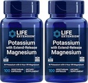 Extensión de vida 99mg Potasio con Magnesio de liberación extendida 250mg, 100 caps Veg (Pack of 2) - Gluten-Free – Non-GMO – Suplemento vegetariano para hombres y mujeres - Dual-Action Mineral Formula