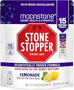 Stone Stopper Drink Mix, Lemonade, Kidney Stone Prevention, Calcium Oxalate Protector, Alkali Citrate Support, Developed by Urologists to Improve Hydration and Support Kidney Health, 15 Day Supply