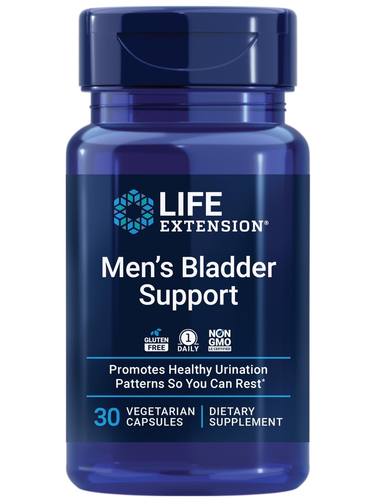 Extensión de la vida Apoyo a la vejiga masculina, melatonina, beta-sitosterol, licopeno, orina nocturna, patrones de sueño, salud de próstata, apoyo a la vejiga, libre de gluten, no GMO, vegetariano, 30 cápsulas