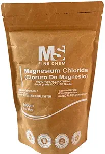 Cloruro de Magnesio 100% Puro Magnesio Chloride Comida Grado 300 Gramos Magnesio comestible Altamente Absorbable para uso diario como Suplemento o Aceite de Magnesio hasta 600 Servimientos 10.58 Oz
