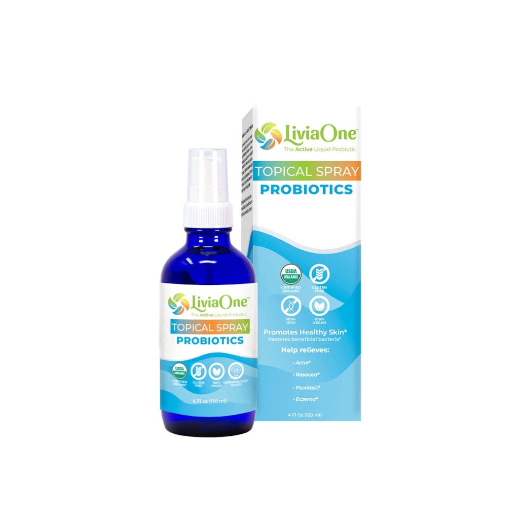 LiviaOne USDA Organic Topical Probiotics for Skin Health ← Lactobacillus Acidophilus Probiotic  Gut Health &amp; Immune Support Suplemento Silencio Vegan ← No-GMO Silencio Gluten Free ← 4 Fl Oz