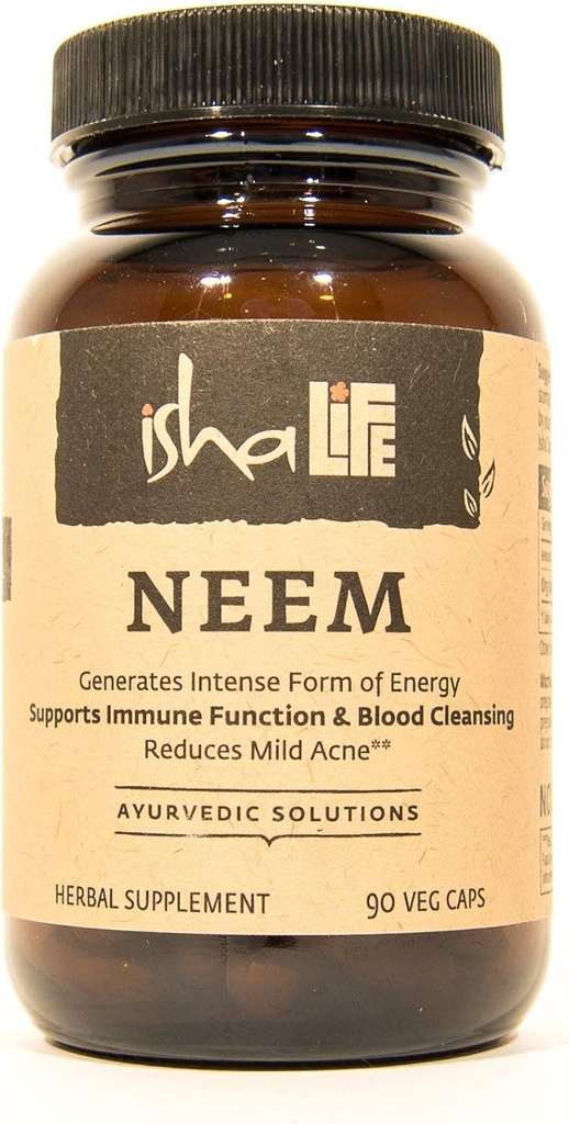 ISHA Suplemento Neem Ecológico - Limpiador Herbal Natural Ayurvédico y Purificador: Boost Immunity - 90 cápsulas vegetarianas, 900 mg