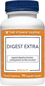 La vitamina Shoppe Digest Extra - Enzimas digestivas para grasas, carbohidratos y proteínas Incluyendo una ayuda digestiva para gluten y lácteos - Apoya la absorción de nutrientes (30 cápsulas vegetales)