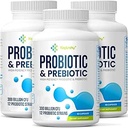 Probióticos para Mujeres &amp; Hombres, 300 billones de probióticos CFU de 12 Strains + Prebióticos Orgánicos Blend for Daily Digestive, Immune, Gut, Bloating, Gut Health for Women &amp; Men, Shelf Stable - 180 cápsulas