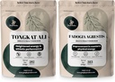 Polvos de selva Tongkat Ali Powder para hombres 200:1 Extracto, Fadogia Agrestis Extracto Polvo para Hombres 50:1 Concentración 5oz Suplemento