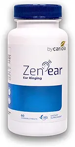 Zen Ear Tinnitus Alivio para Anillos - Chewable Ear Health Herbal Suplemento con Magnesium, Zinc, B Complex, Bioflavonoids - Reducir ruido &amp; Promover la claridad - 60 Tablets (30 Servimientos)