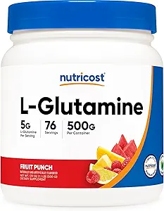 Nutricost L-Glutamina Powder 500 Grams (Fruit Punch) - (76 Servings per Bottle)