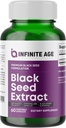Infinite Age Dry Organic Black Seed Oil Extract Capsules, 60 Conde - Nigella Sativa Immune Booster para la piel óptima, el cabello, la memoria, el foco, la salud cerebral y la inmunidad - Timoquinone Suplemento