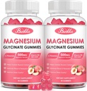 (2 Pack) Magnesio Glycinate Gummies-Magnesium Glycinate 500mg, Suplemento Complejo de Magnesio con Potasio, VitaminD, B6 para la calma, sueño limitadoStress Relief-Sugar Gratis, 120 Peach Magnesium Gummies