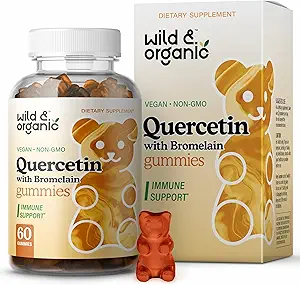 Quercetina orgánica y salvaje con bromelainas 800mg - Suplemento de bromelaina vegano para desintoxicación pulmonar y soporte de inmunológico - 60 Gummies de quercetina no GMO