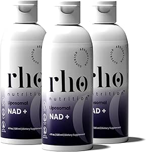 Rho Nutrition Liposomal NAD+ – Suplemento líquido diseñado para ayudar a la absorción – Forma activa de NAD+ Ayuda a apoyar la salud celular normal, envejecimiento saludable, metabolismo energético " Vitality – 3 Pack
