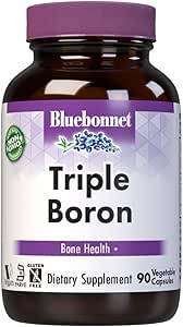 Bluebonnet Triple Boron 3 mg Trace Mineral Bone Support - Boron Supplement for Men & Women with Citrate Aspartate & Glycinate - Vegan, Non-GMO - 90 Vegetarian Capsules, 90 Day Supply