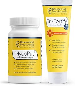 Nutricionales investigados Mold Detox Duo - MycoPul Advanced Toxin Binder (30 capsules) & Tri-Fortify Liposomal Glutathione (8 Oz) - 2 Productos hechos para apoyar la eliminación de micotoxinas
