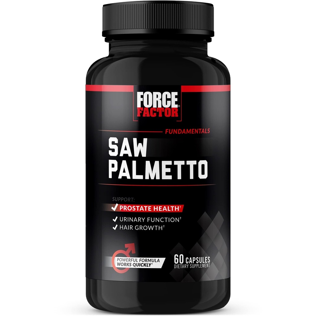 Force Factor Saw Palmetto for Men, Prostate Supplement for Men to Support Urinary Function, Prostate Relief & Hair Growth, with BioPerine for Superior Absorption, 60 Capsules