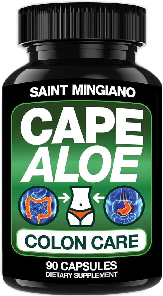 Cabo Aloe Vera Capsules - Colon Cleanse, Detox &amp; Flush - 90 cápsulas. Alivio del estreñimiento suave y movimiento del intestino Actuando como Laxante Natural Herbal - Movimiento del Tazón Salud Digestiva