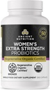 Probióticos certificados orgánicos antiguos de nutrición para mujeres, Probióticos Extra fuerza femenina, Digestión saludable y funcionamiento del sistema inmunológico, 25 millones de UF* por servicio, 60 cuenta