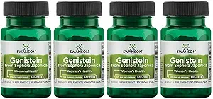 Genisteína libre de soja Swanson - Suplemento natural basado en plantas para mujeres - Comfort & Balance - (60 cápsulas vegetales, 125 mg cada uno) 4 Pack