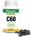 C60 Enriched Olive Oil Capsules, Plant Based. (90 Count)