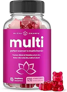 NutraChamps Multivitamínico para Mujeres, 120 Conde, Vitaminas A, B, C, D, E, Biotina, Ácido Fólico, Mujeres Gummy Multivitaminas, Chewable Daily Multi Gummy Vitaminas para Mujeres