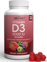 Vitamina D3 5000IU Suplemento Gummies. Sin gluten y sin sabores artificiales. Apoya la salud ósea y la inmunidad. Hecho en EE.UU. 30 Cuenta (30 Day Supply)