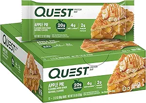 Quest Nutrition Apple Pie Protein Bar, 20g Protein, 4g Net Carbs, 2g Sugar, Gluten Free, Keto Friendly, 12 Conde