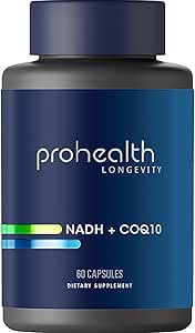 ProHealth NADH + CoQ10 - Boost NAD+ ← 60 Day Supply ← Pure NADH 25 mg, CoQ10 100 mg ← 60 Acid Resistant Capsules ← Energía Silencio Silencio Silencio Silencio ATP Producción