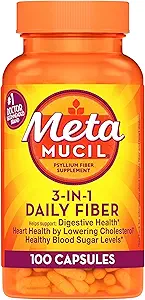 Terapia de fibra de metamucil para cápsulas de suplemento de fibra de regularidad, botellas de 100 puntos (Pack de 2)