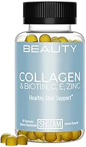 SHIZAM Collagen de Bovino Hidrolyzed Biotin Gummies con Multi-Vitamin C, E & Zinc para Crecimiento del Pelo-Pérdida y Nail Fuerte. Alternativa para gotas líquidas, champú de píldoras y queratina para mujeres