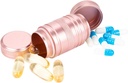 Contenedor de pill de metal pequeño caso - Caja de pill resistente al agua para el bolso de bolsillo, cargador diario de pill 2 veces al día, organizador de medicina portátil para vitamina, aceites de pescado, suplementos rosa 1 paquete