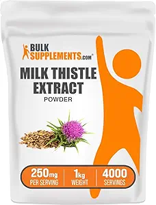 BulkSupplements.com Extract Powder de leche - Suplemento de hierbas, suplemento de cardo de leche - Gluten Free, 250mg por ser, 1kg (2.2 lbs) (Pack of 1)