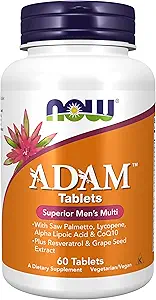 AHORA Suplementos, ADAMTM Multivitamínico para Hombres con Saw Palmetto, Lycopene, Alpha Lipoic Acid y CoQ10, Plus Natural Resveratrol & Grape Seed Extract, 60 Tablets (Pack of 2)