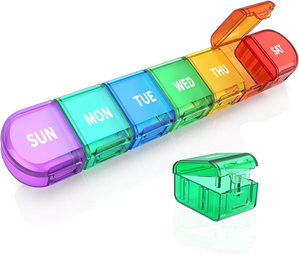 Large Weekly Pill Organizer, Acedada Detachable Pill Box 7 Day, Portable Travel Daily Medicine Pill Organizer, Pill Container 1 Time A Day, Vitamin Case Holder for Medication Supplement, RB