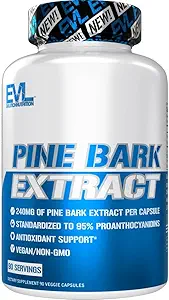 Evlution Nutrition Pine Bark Extract - Antioxidant Support - 240 mg Pine Bark Extract Por Capsule - 95% Proanthocyanidins - Vegan " Non-GMO - Suplemento dietético - 90 Servimientos - 90 cápsulas vegetarianas