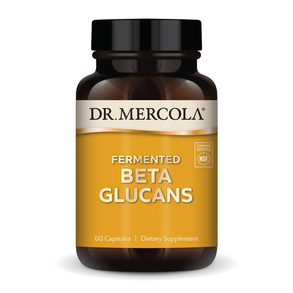 Dr. Mercola Fermented Beta Glucans, 30 Servings (60 Capsules), Suplemento dietético, Apoyo Inmunitario, No GMO, NSF Contents Certified