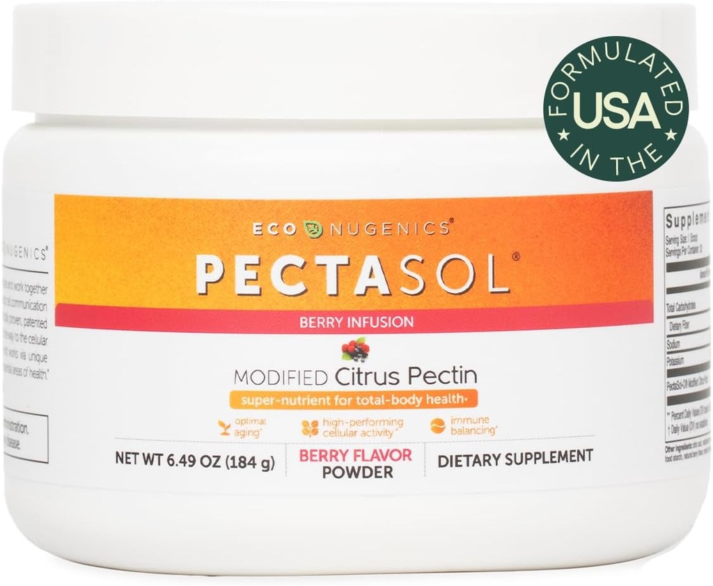 PectaSol Modified Citrus Pectin – 184g Berry Powder – Total-Body Health Supplement to Support the Heart, Immune System, Inflammation Response &amp; Healthy Aging + Maintain Healthy Galectin-3 Levels