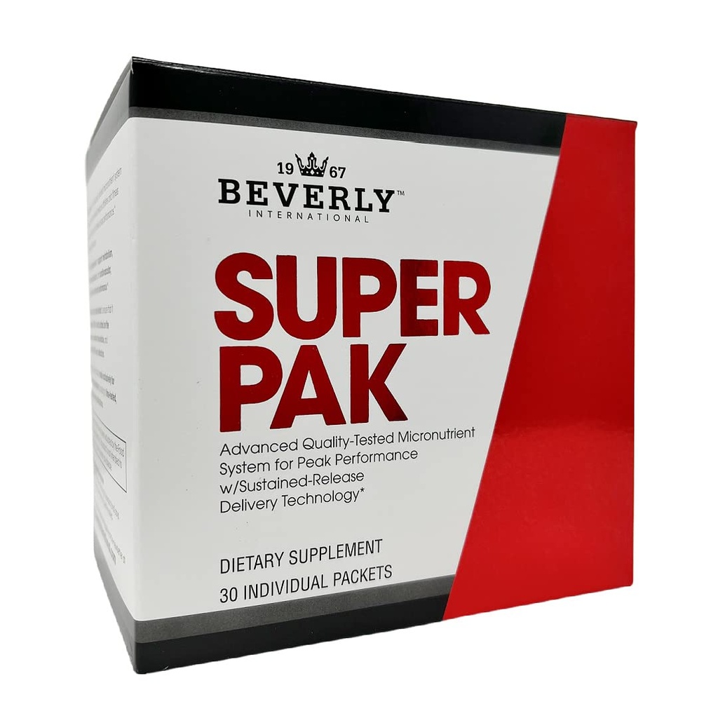 Beverly International Super Pak. 30 Packs. High-Potency Multivitamin, Daily Pack for Energy, Performance, Immune System Health. Custom-formulated for Athletes, Active Men and Women Since 1970.