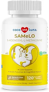 Lo mismo para los perros - 120 Tablas Chewable - S-Adenosyl-L-Metionina, Suplemento del hígado - Salud cerebral, promueve el apoyo cognitivo, soporte para el hígado (Same Tablet)