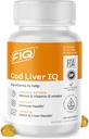 FIQ - Cod Liver IQ - Cod Liver Oil Softgels - Fuente natural de vitaminas A &amp; D y Omega-3 Fatty Acids - Corazón, Salud del hígado - 100 Softgels