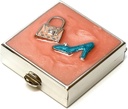 9311 Caja pequeña de la pila cuadrada Organizador Rosa Azul Gold Women Travel Pill Case Purse Pocket Container Daily Portable Medicine Vitamin Box Suplemento Mini Almacenamiento