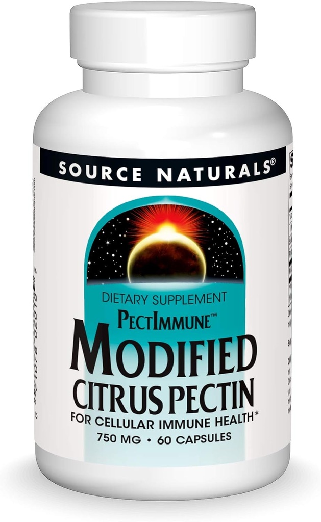 Fuente Naturales PectInmune, Citrus Modificados Pectin, Para la Salud Celular Inmunitaria*, 750mg - 60 cápsulas