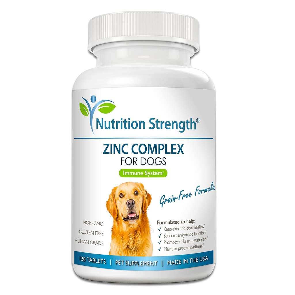 Zinc for Dogs to Support Healthy Skin " Coat, Promote Normal Growth, Balanced Immune Function " Cellular Metabolism, with Biotin, Folate, Selenium " Vitamin E, 120 Chewable Tablets