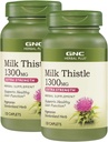 GNC Herbal Plus Milk Thistle 1300mg, Twin Pack, 120 Caplets por Bottle, Supports Healthy Liver Function