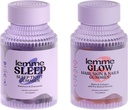 Lemme Sleep &amp; Glow Bundle - Sleep Gummies, a Drug-Free Nighttime Aid " Glow Biotin " Collagen Hair Gummies for Strong, Thick Hair " Reduced Shedding - Gluten/Gelatin Free, Non-GMO - 60 Ct.